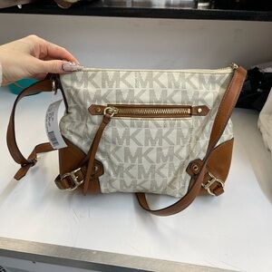 Michael Kors Cream and Tan Crossbody Bag